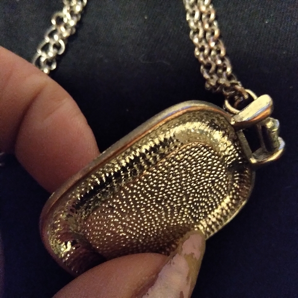 Silver large rhinestone pendant necklace royal Queen rectangle cushion LARP DND - Picture 5 of 5